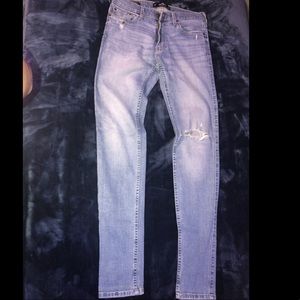 Super skinny light blue jeans *factory ripped**